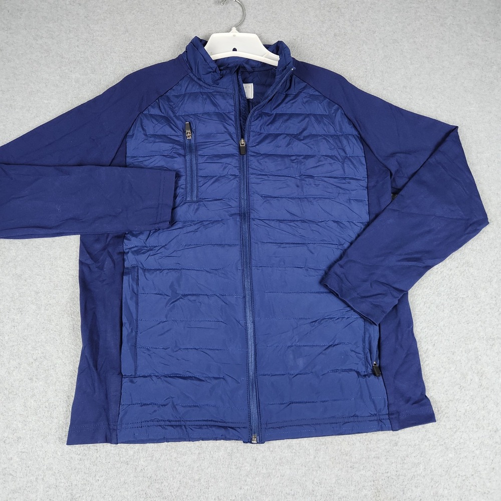 Boxercraft Jacket Mens Small Blue Hybrid Quilted Full Zip Mock Neck Outer Wear